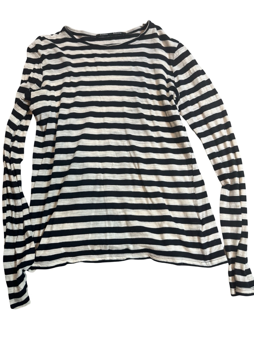 Proenza Schouler Black and White Striped Long-Sleeve Tissue Top
